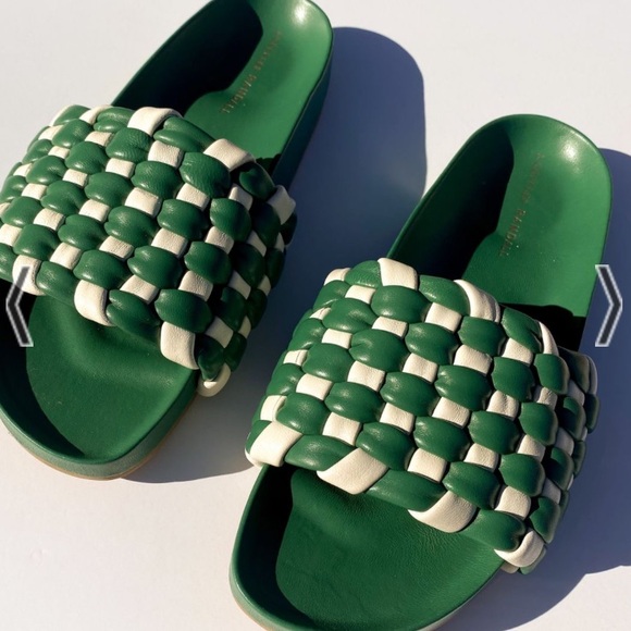 Loeffler Randall Shoes - Loeffler Randall Sonnie Flat Woven Sandal - Kelly Green Size 7